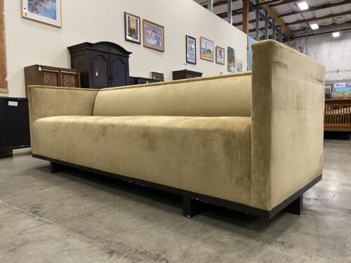 Soft Yellow Chenille Square Arm Bench Style Sofa