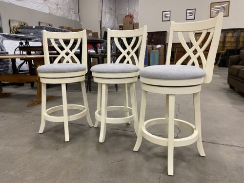 PIER 1 White Farmhouse Style Counter Height Swivel Stools (Set of 3)