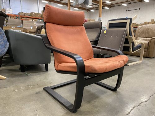 IKEA Poang Salmon Pink Lounge Chair with Black Base