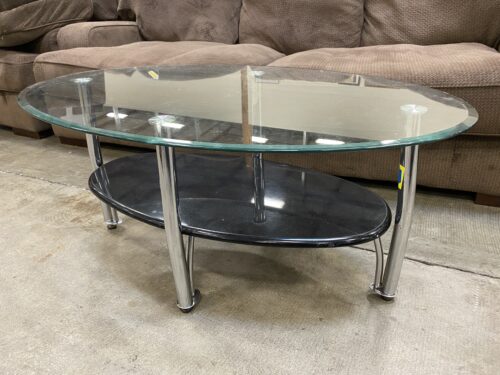 Modern Glass and Metal 2 Tier Coffee Table
