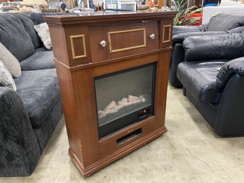 Wooden Electric Fireplace with Storage Compartment