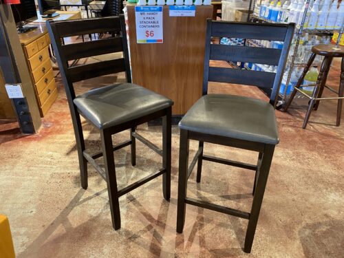Espresso Finish Bar Stools with Grey Seat (Set of 2)