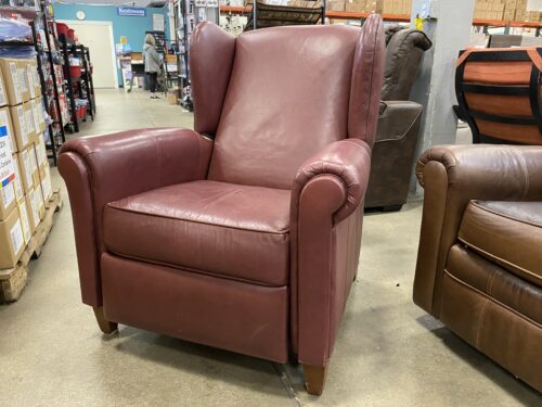 Red Leather Push Reclining Accent Chair