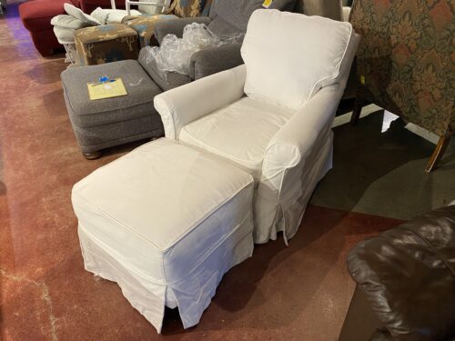 Crisp White Swivel Rocking Chair and Ottoman