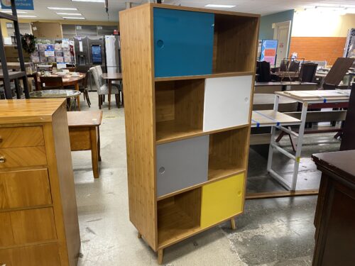 MCM Style Shelves w/ Multicolored Sliding Doors