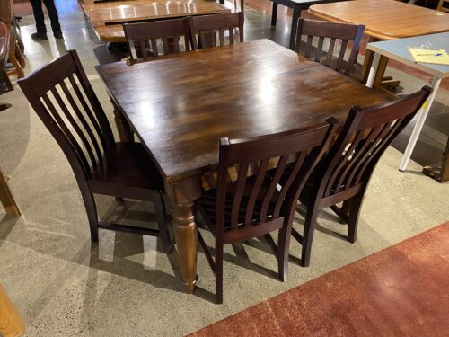Solid Wood Extendable Dining Table with Six Chairs