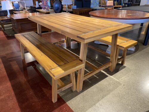 Picnic Table with Two Matching Benches