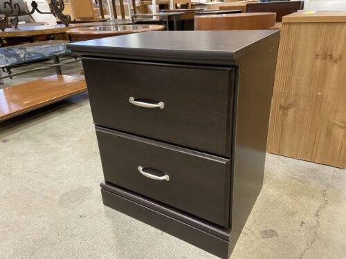 Espresso Finished 2 Drawer Nightstand with Sleek Silver Pulls