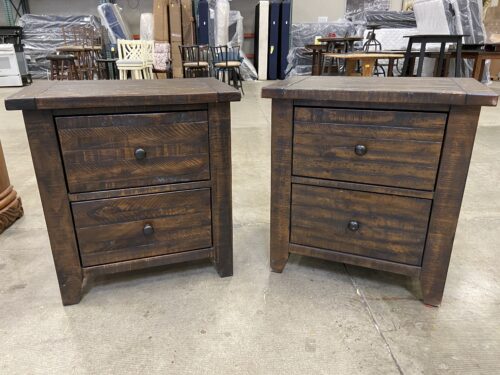 Rustic Wooden 2 Drawer Nightstands  (Set of 2)