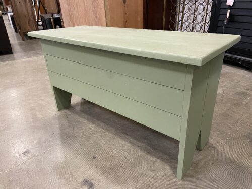 Mossy Green Painted Wooden Bench Seat with Storage
