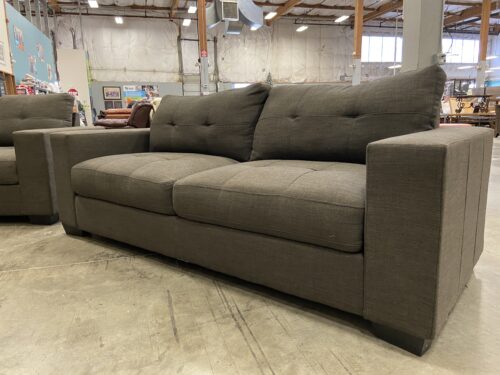 Dark Greige Modern Square Arm Sofa