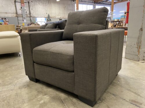 Dark Greige Modern Square Arm Sofa Chair