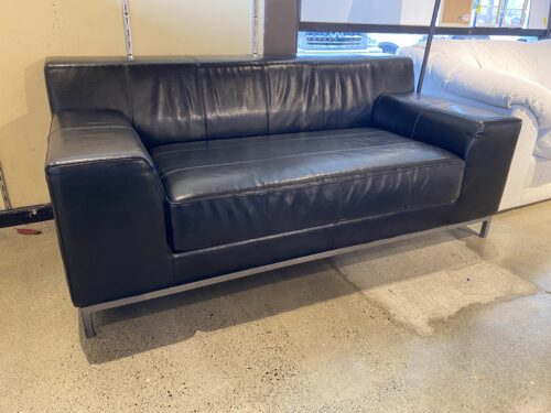 IKEA Kramfors Black Leather Loveseat