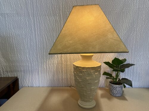 Vintage Plaster Table Lamp with Triangular Shade