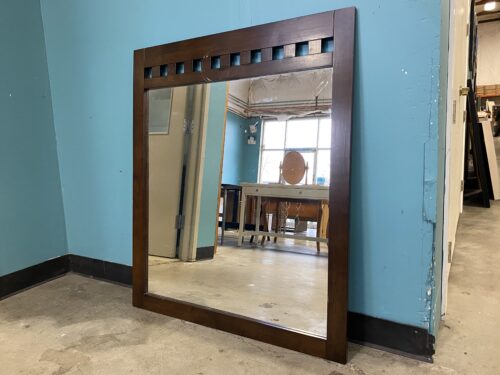 Large Square Mirror with Mission Style Dark Wood Frame