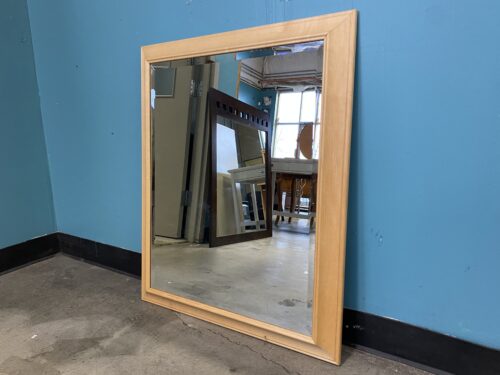 Light Wood Picture Frame Style Wall Mirror