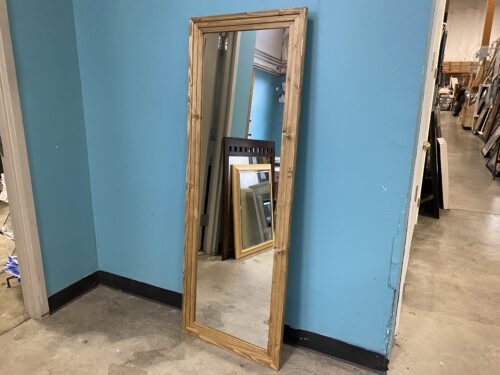 Rustic Full Length Rectangular Wall Mirror with Wooden Frame