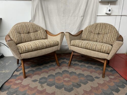 Vintage Mid-Century Modern Adrian Pearsall Tan Lounge Chairs (Set of 2)