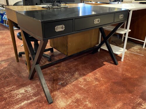 Black X-Frame 3-Drawer Desk