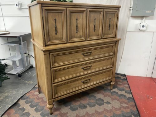 WHITE FINE FURNITURE Light Brown Mid Century Tall Chest w/ 3-Drawers