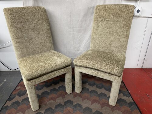 Beige Taupe Fully Upholstered Roll Back Side Chair (Set of 2)