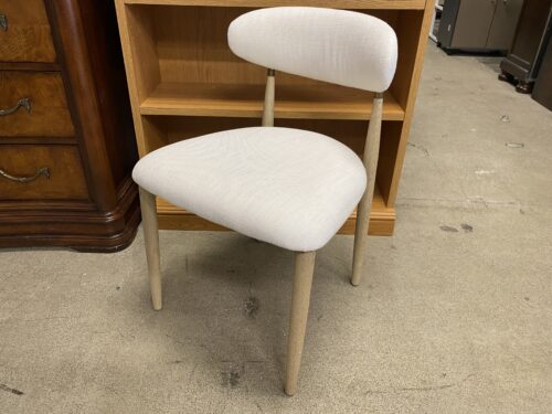 RESTORATION HARDWARE Arno White Fabric Upholstered Chair w/ Whitewashed Oak & Brass Base