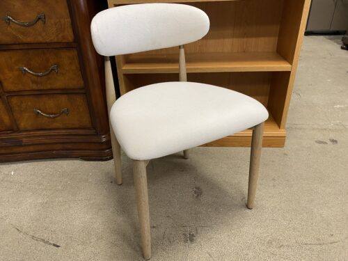 RESTORATION HARDWARE Arno Ivory Upholstered Chair w/ Whitewashed Oak & Brass Base