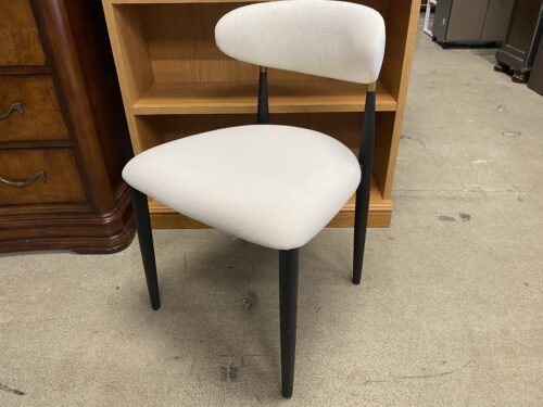 RESTORATION HARDWARE Arno Ivory Upholstered Chair w/ Black Oak & Brass Base