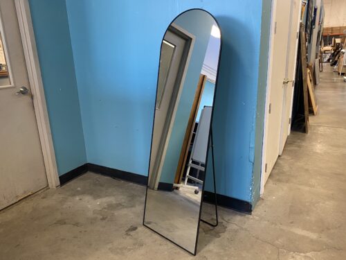 Modern full Length Arched Mirror with Free Standing Base and Wall Hooks