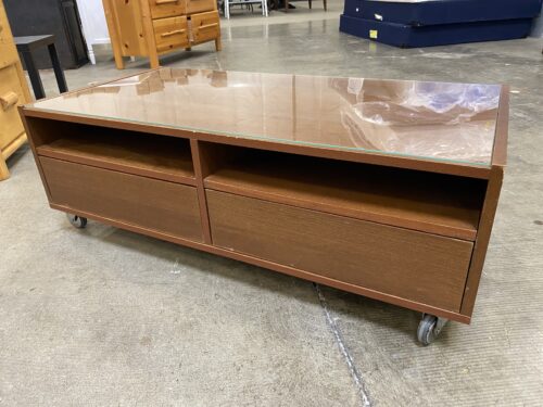 IKEA Boksel 2 Drawer Coffee Table with Dual Sided Storage and Castors