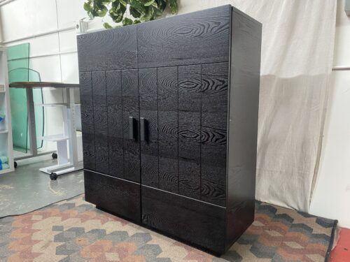 Black & Red Wooden Storage Cabinet