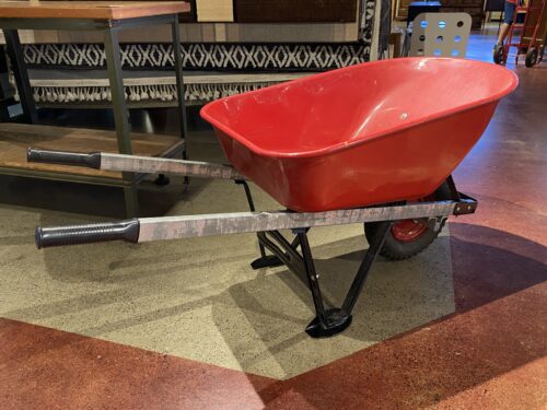 Vivid Red Wheelbarrow w/ Metal Handles