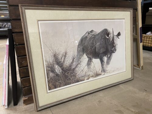 "Charging Rhino" Limited Edition Framed Print by Robrt Bateman