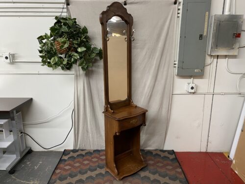 Vintage Mirrored Coat Tree w/ Drawer