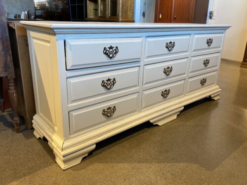 White Doublewide Dresser w/ Metal Glide Hardware