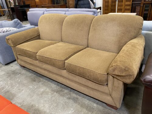 Coffee Brown 3 Seat Sofa with Rounded Back Cushions
