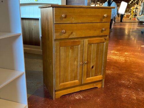 Knotty Wood 2-Drawer Cabinet w/ Shelf Storage