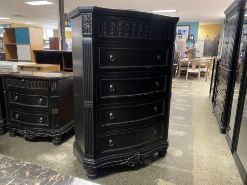 ASHLEY Britannia Rose 5-Drawer Highboy Black Dresser