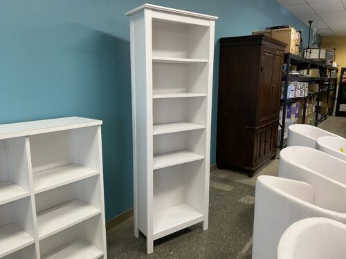 Rustic Tall White 5-Shelf Bookcase