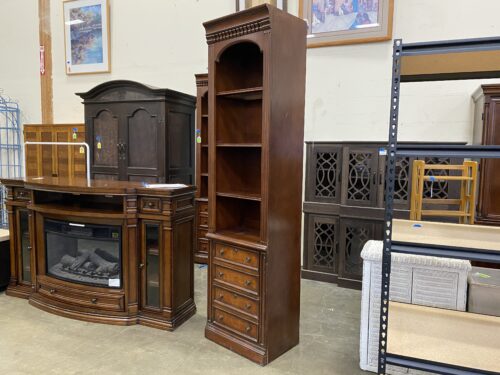 HOOKER Dark Stained 2 Drawer File Cabinet and Bookcase with 3 Mode Touch Lighting and Keys