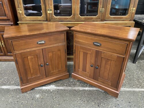 MICHAELS + RESTORATION HARDWARE Light Brown Wood Closed Nightstand (Set of 2)