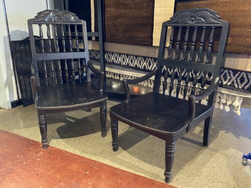 Wooden Goth Throne Chair Set (Set of 2)