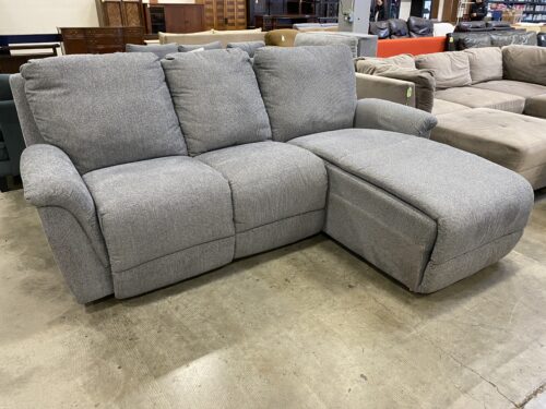 LA-Z-BOY Heathered Grey 3 Seat Sofa with Chaise and Manual Recliner