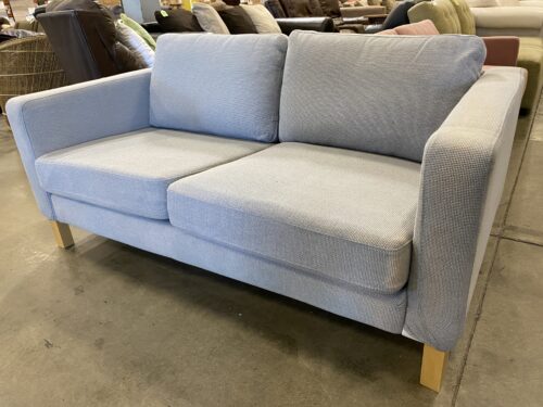 IKEA Heathered Pale Blue 2 Seat Sofa with Light Wood Legs