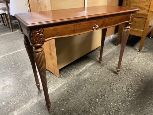 BOMBAY COMPANY Brown Carved Wood Sofa Table w/ Drawer