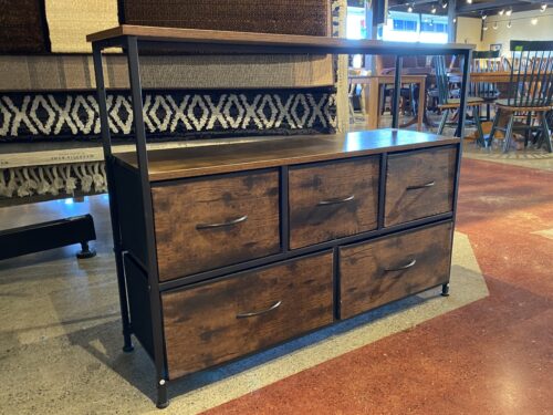 Shallow 5-Drawer Fabric Bin Storage Table