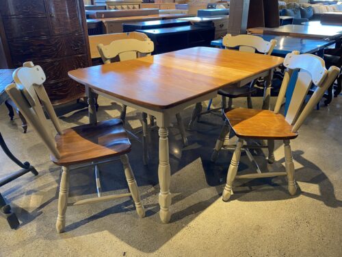 2-Tone Farmhouse Style 4-Seater Dining Set