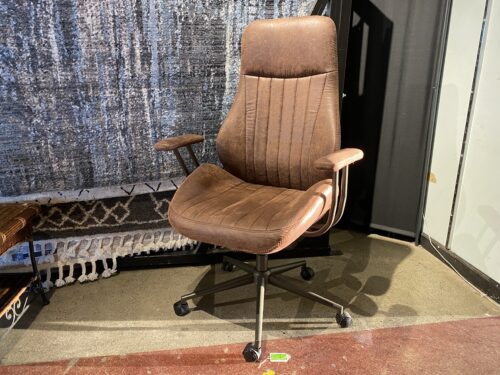 Ovios Mid-Century Modern Style Office Suede Chair w/ Contrast Stitching