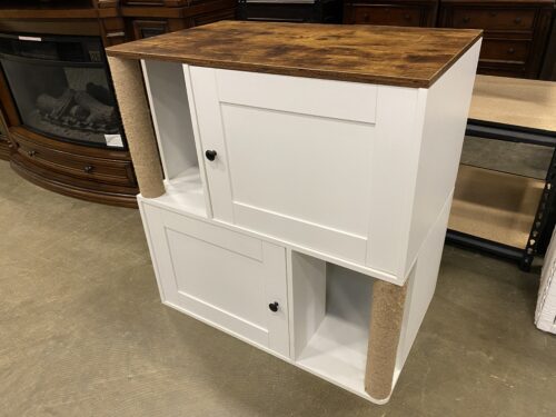 Rustic Top Double Cat Litter Box Enclosure with Sisal Scratching Posts