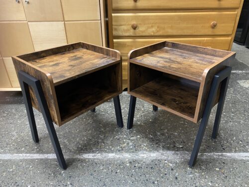 Dark Finish Industrial Bedside Table (Set of 2)